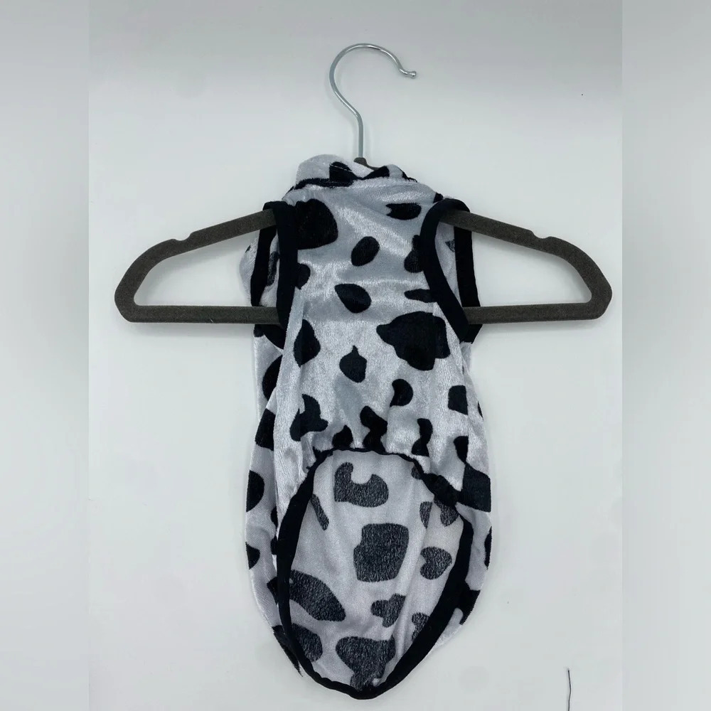 Puppy Dog Cow Spot Black White Halloween Hoodie Sweater Costume XS